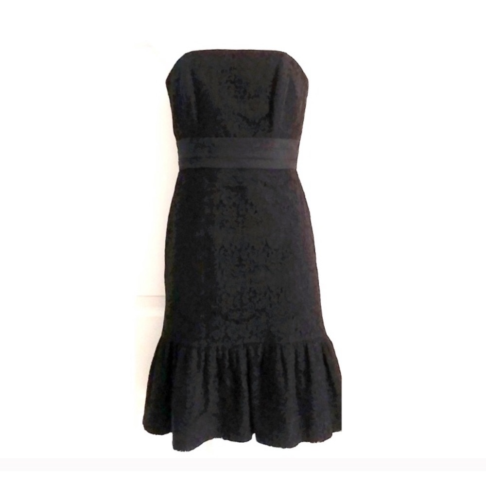 WHBM Strapless Lace Flounce Dress